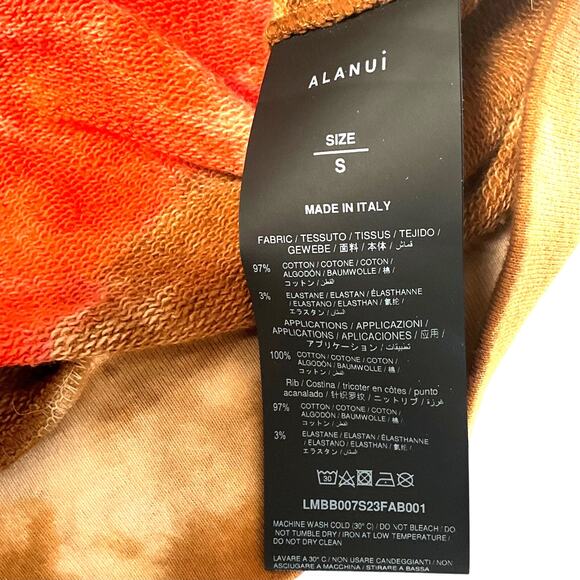 ALANUI: Men's Orange/Brown Tie Dye Cotton Hoodie - Small - Picture 6 of 8